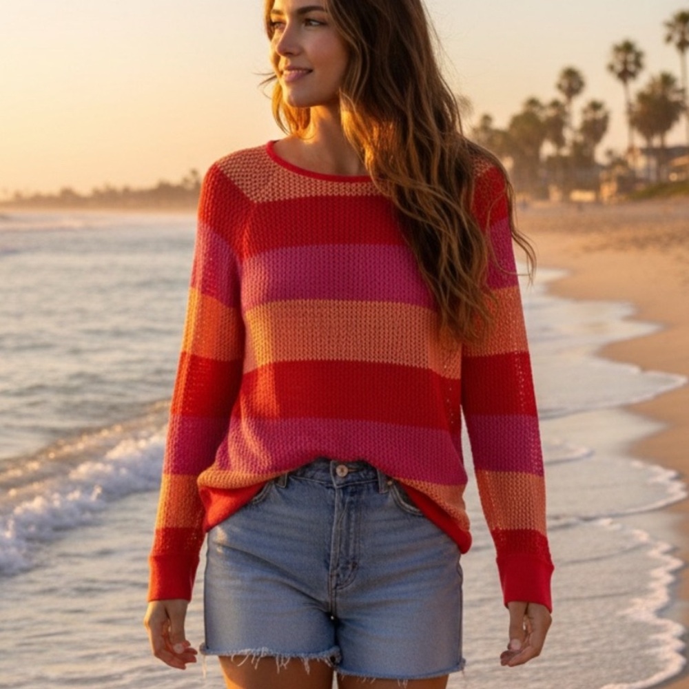 525 America Crochet Color block Sweater